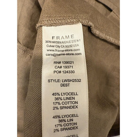 Frame Arie Linen-Blend Shirt in Dest Color Classic Button Up Capsule Wardrobe L - Picture 6 of 7